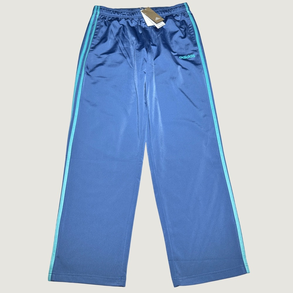 NEW Adidas Track Pants Mens Large 3-Stripe Tricot Crew Blue Relaxed Straight
